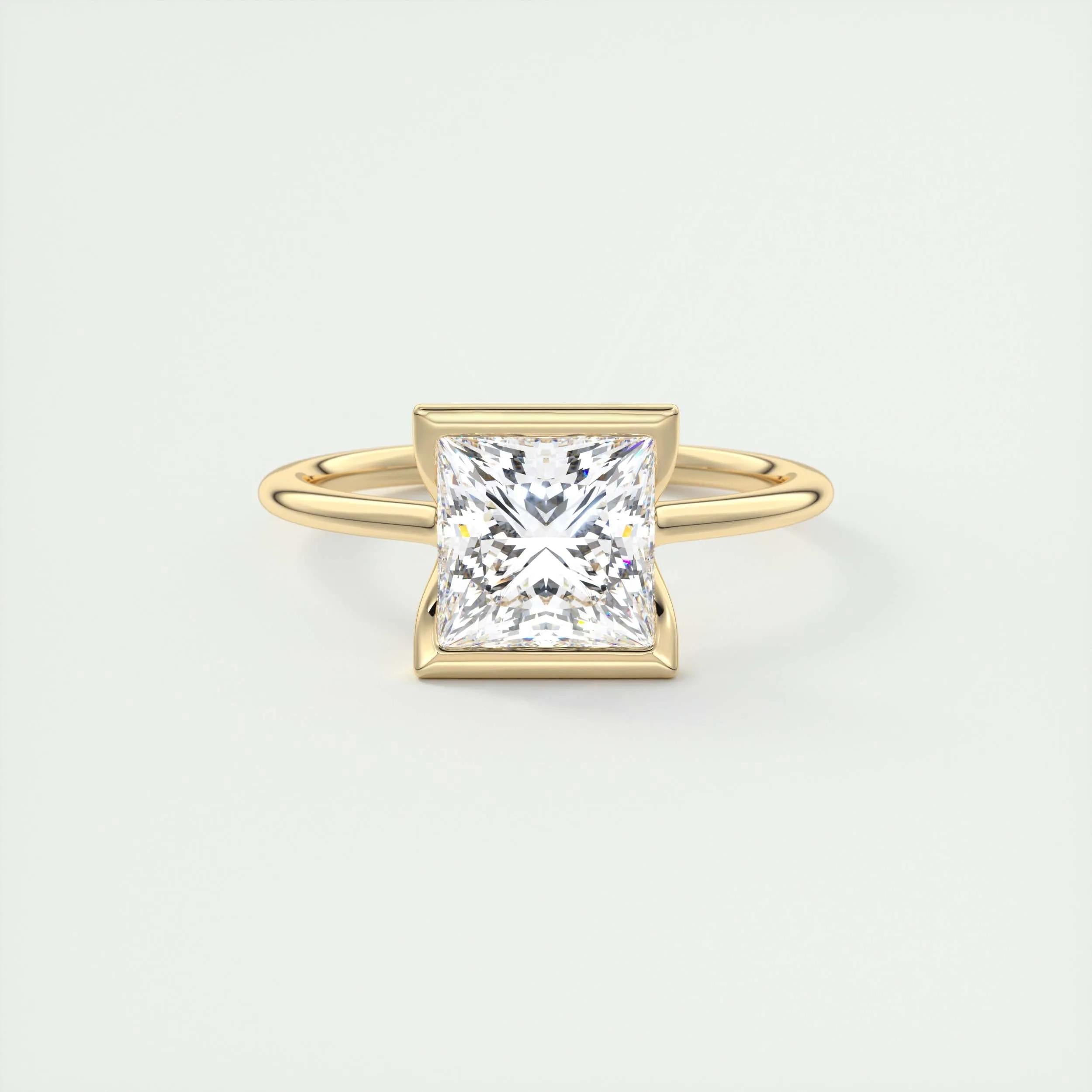 2.08 CT Princess Solitaire Half Bezel Moissanite Engagement Ring 8